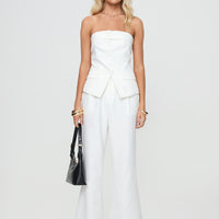 Jazzar Pocket Detail Pleated Pant White Petite