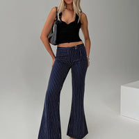 No One Low Waist Pinstripe Pants Navy
