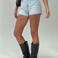 Get It Right Mid Rise Denim Shorts Light Wash