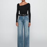 Sacramento High Rise Straight Leg Jeans Mid Blue Denim