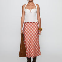 Living Color Maxi Skirt Orange Gingham