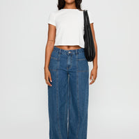 Taji Mid Rise Wide Leg Jeans Dark Blue