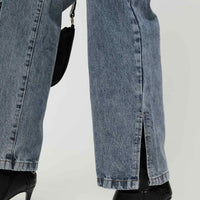 Brunell Asymmetrical Waistband Jeans Mid Wash