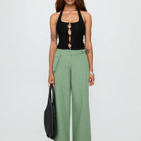 Mercadi Mid Rise Straight Leg Cargo Jeans Green