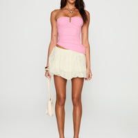 Cloudia Bubble Hem Mini Skirt Cream