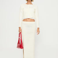 Collase Knit Maxi Skirt Cream