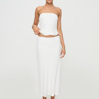 Ermias Linen Blend Midi Skirt White