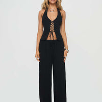 Felipe Linen Blend Pants Black