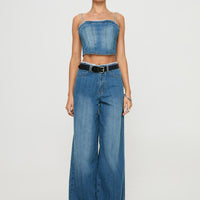 Vihaan Wide Leg Pants Blue Wash