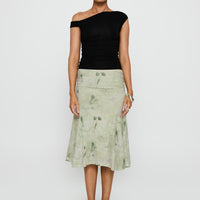 Lewish Low Rise Midi Skirt Green Floral