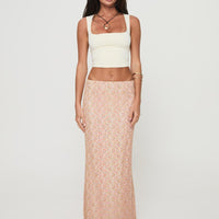 Gallego Lace Maxi Skirt Pink