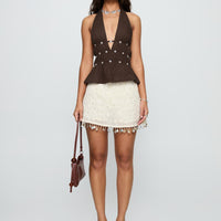 We Made It Sequin Skort Cream