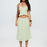 Aspyn Embroidered Midi Skirt Sage Green