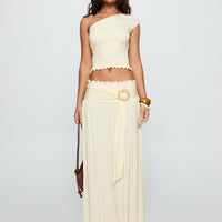 Full Orbit Shirred Maxi Skirt Cream