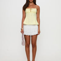 Babies Breath Embroidered Mini Skirt White