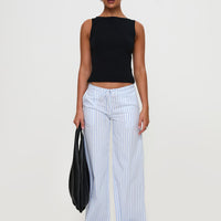 Collied Low Rise Pants Blue / White Stripe