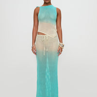 Auralia Knit Maxi Skirt Blue / Cream