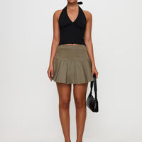 Feodora Pleat Mini Skirt Khaki