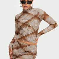Another Dreamer Mini Skirt Brown Check
