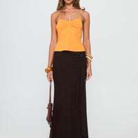 Caviar Tie Maxi Skirt Chocolate