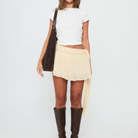Reviva Ruched Wrap Mini Skirt Cream