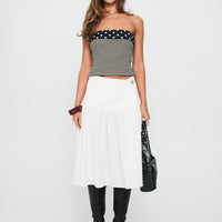 Jonsie Tiered Frill Midi Skirt White