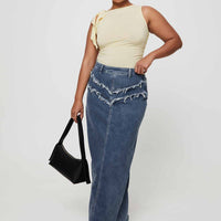 Lune Denim Maxi Skirt Blue