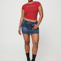 Faya Low Rise Mini Denim Skirt Vintage Dark Wash Tall