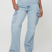 Belgrove Cargo Jeans Mid Wash Denim