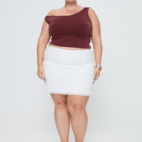 Meredith Ruched Mini Skirt White Curve