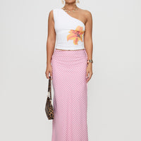 Fluttering Maxi Skirt Pink Stripe