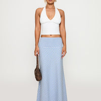 Every Girl Shirred Maxi Skirt Blue Check