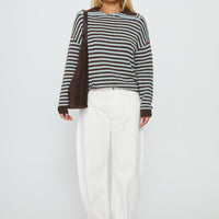 Kaio Mid Rise Barrel Leg Denim Jeans White