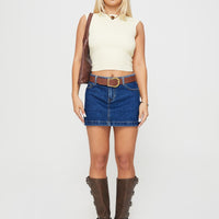 Nickei Denim Mini Skirt Mid Wash Lower Impact
