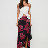 Cooperi Maxi Skirt Black / Red Floral