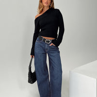 Naylor Mid Rise Wide Leg Jeans Mid Blue Denim