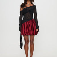 Rubee Bubble Hem Mini Skirt Red