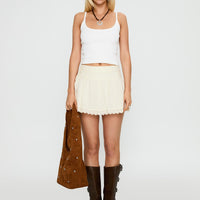 Fairylike Broderie Mini Skirt Ivory