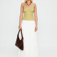 Snowy River Tiered Maxi Skirt White