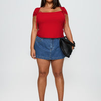 Nicolina Low Rise Denim Mini Skirt Light Wash Curve