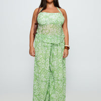 Finesse Pants Green Floral Curve