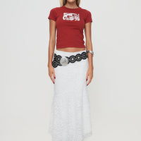Cattanio Lace Midi Skirt White