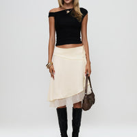 Rosemead Satin Midi Skirt Cream