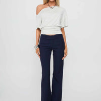 Kinkirk Flared Pants Navy Pinstripe