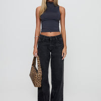 Serenitia Mid Rise Straight Leg Jeans Washed Black Tall