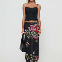 Paganio Maxi Skirt Black Floral