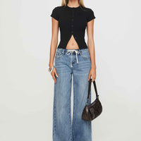 Mellowed Out Low Rise Straight Leg Jeans Mid Blue