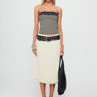 Rosette Frill Midi Skirt Cream