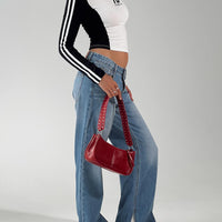 Azula Mid Rise Wide Leg Denim Jean Mid Blue