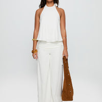Silver Moon Linen Blend Tie Pants White